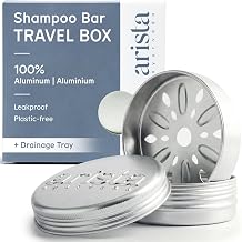 Arista Shampoo Bar Travel Case, Aluminum Soap Dish Travel with Lid & Draining Layer, Leakproof, Shatterproof, Compact & Portable for Camping, Gym or Bathroom
