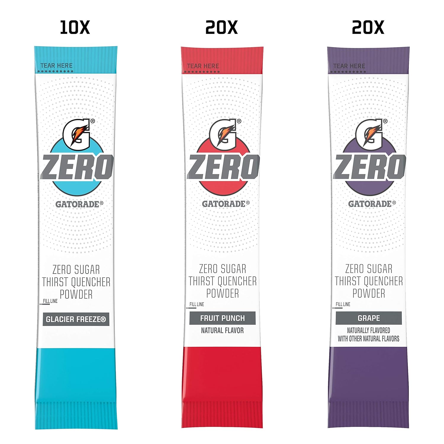 Gatorade G Zero Powder, Fruit Punch Variety Pack, 0.10oz Individual Packets (50 Pack) : Grocery & Gourmet Food