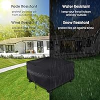 Vista 4 de Unicook Funda cuadrada para hoguera de 38 pulgadas, resistente e impermeable, protector para fogata al aire libre con cordón y asas, protección