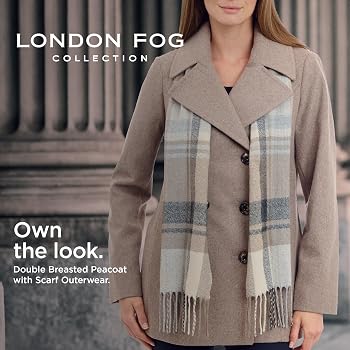 Amazon.com: LONDON FOG Women's Double Breasted Peacoat with Scarf