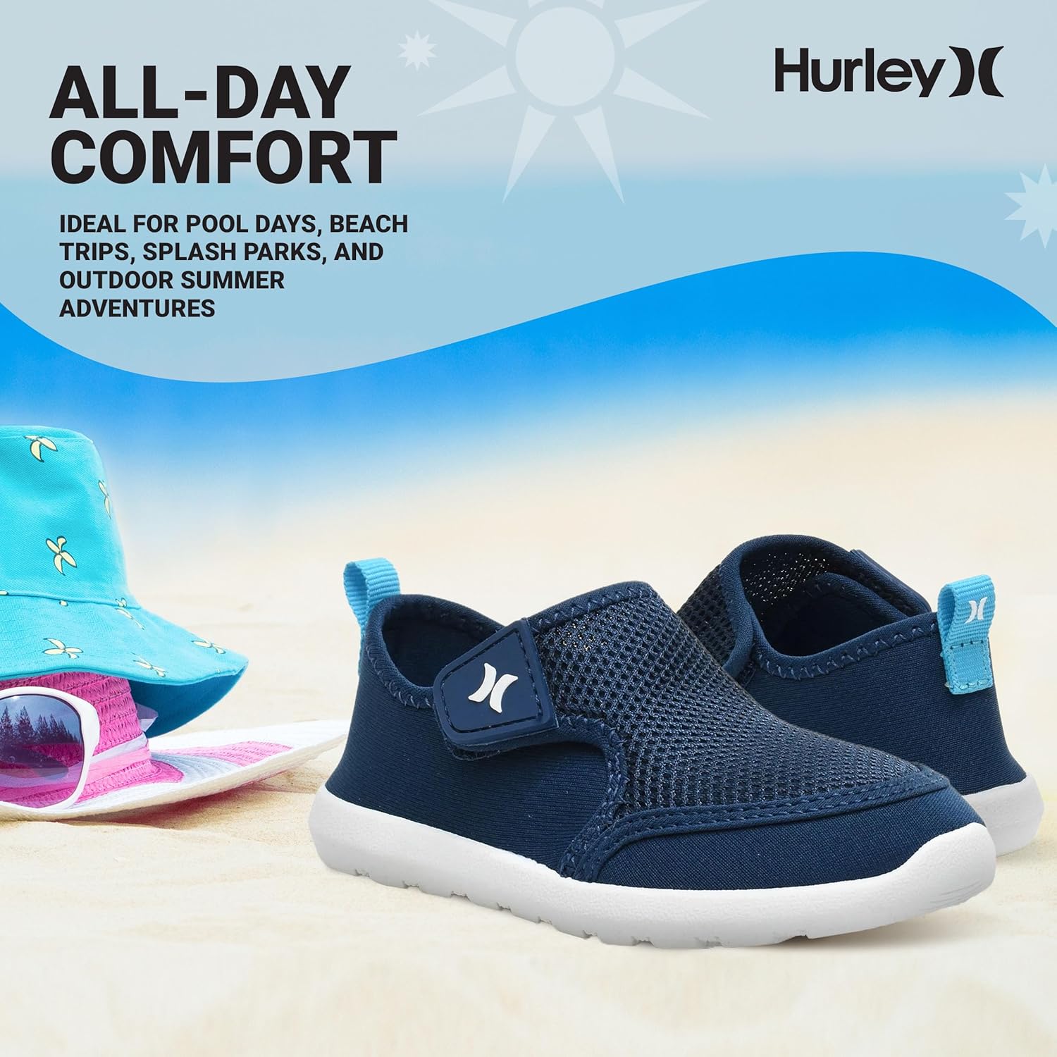 新品追加Hurley Kids 幼児用ウォーターシューズ Spence- 速乾ウォーターシューズ 男の子と女の子向け 軽量 簡単スリッポン 入園式 靴