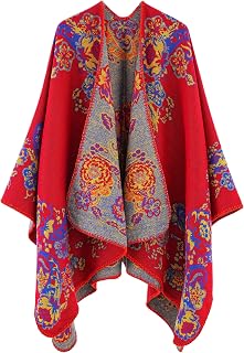 Lacavocor Women's Warm Shawl Wrap Cape Winter Cardigan Sweaters Open Front Poncho