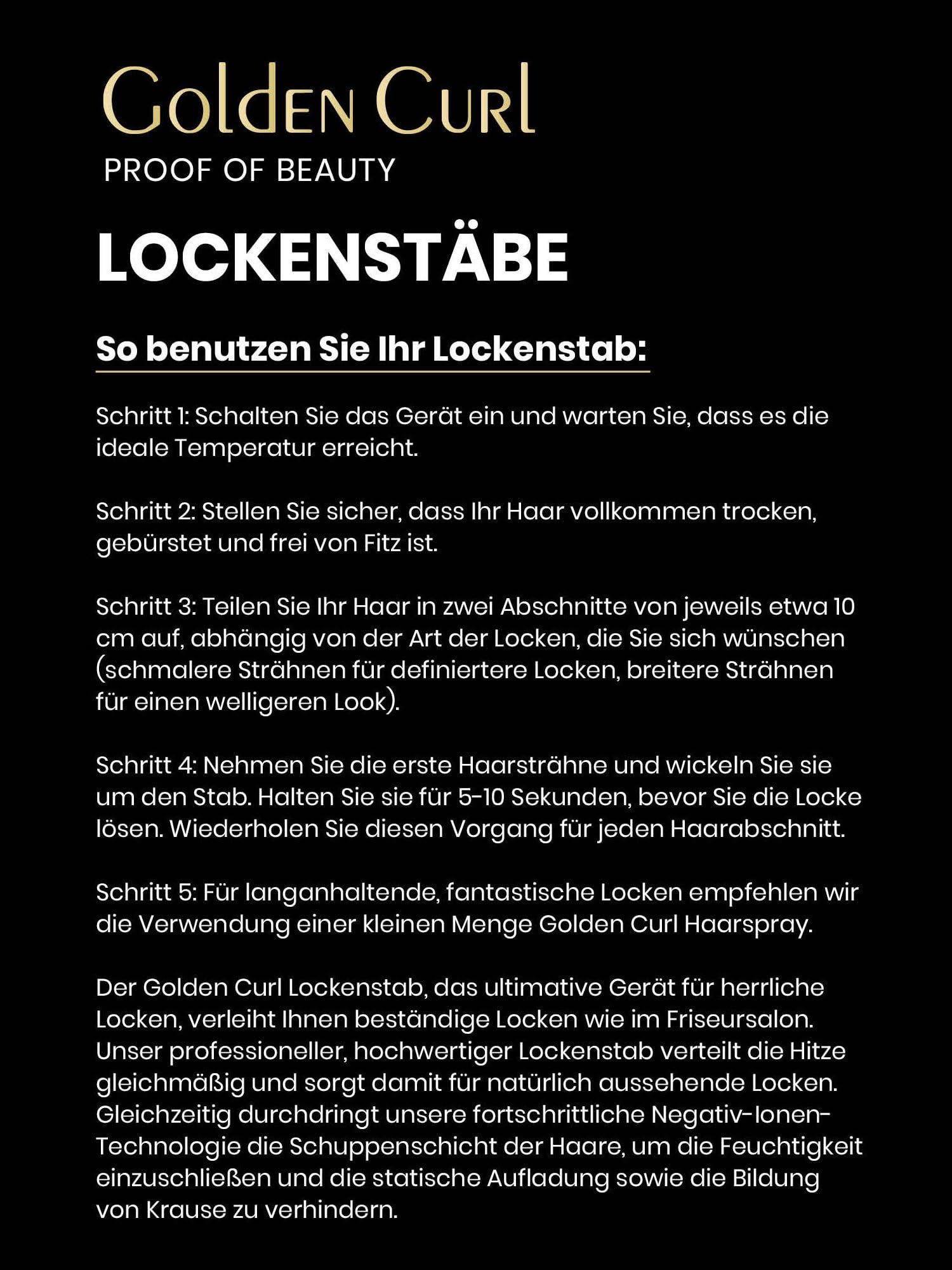 Lockenstab für Beach Waves, Müheloses Styling mit Salon-Ergebnis, Germany | traumhafte Profi-Lockeneisen, 5 Jahre Sorgenfreiheit, Curling Iron Locken Hair Curler für kurze & lange Haare (18mm-25mm)