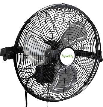 hykolity 3000 CFM 14 in. Outdoor Wall Mount Fan, 3-Speed Industrial Grade High Velocity Outdoor Fans, Black Waterproof Wall Fan for Patio, Garage, Commercial, and Gazebo - ETL Listed