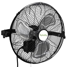hykolity 3000 CFM 14 in. Outdoor Wall Mount Fan, 3-Speed Industrial Grade High Velocity Outdoor Fans, Black Waterproof Wall Fan for Patio, Garage, Commercial, and Gazebo - ETL Listed