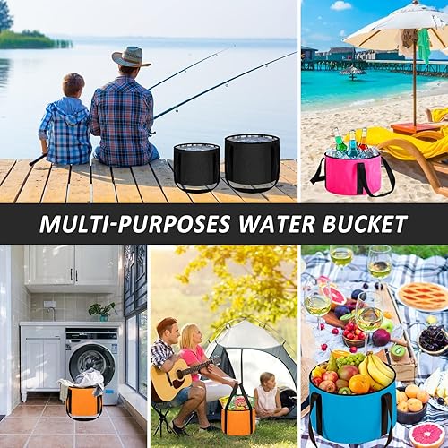 Miniatura 6 de Cuenca de baño de pies de 20 litros, cubo plegable portátil para pies de bañera para remojar pies para viajes al aire libre, campamento, pesca