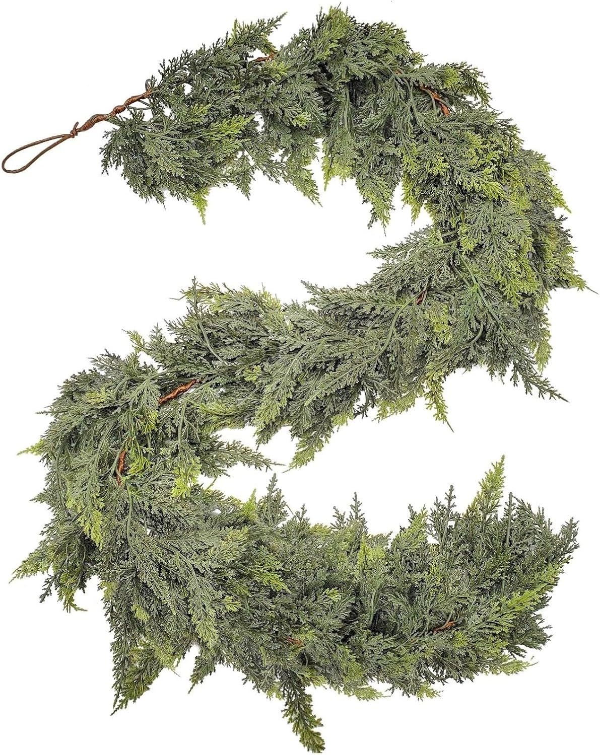 人工植物 松葉、 クリスマスパインガーランド アーミーグリーン 150-270cm 人工フェイクサイプレス 屋内屋外装飾(180cm