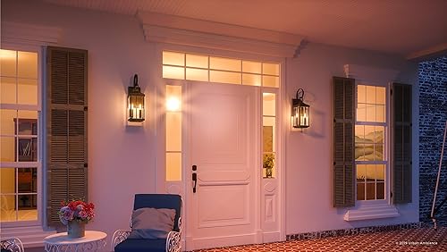 Urban Ambiance Lámpara de pared colonial de lujo para exteriores, tamaño mediano: 21-3/4 "x 7", con elementos de estilo granja, acabado de bronce disponible en Yaxa Guatemala