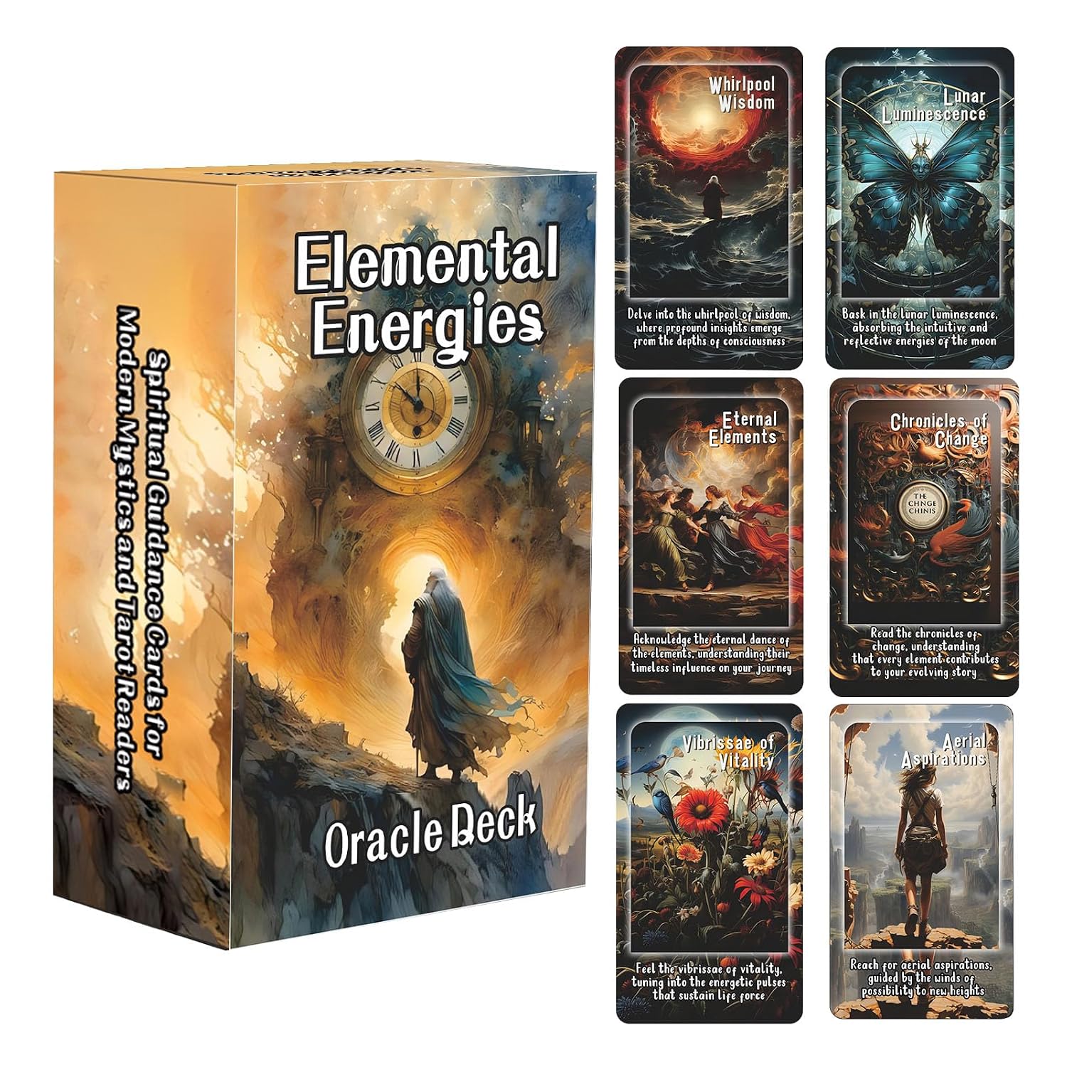 Elemental Energies Oracle Tarot Cards, Oracle Cards and Tarot Cards for Beginners, Oracle Cards Deck, This deck covers the elements of fire, earth, water, and air, Helping to...