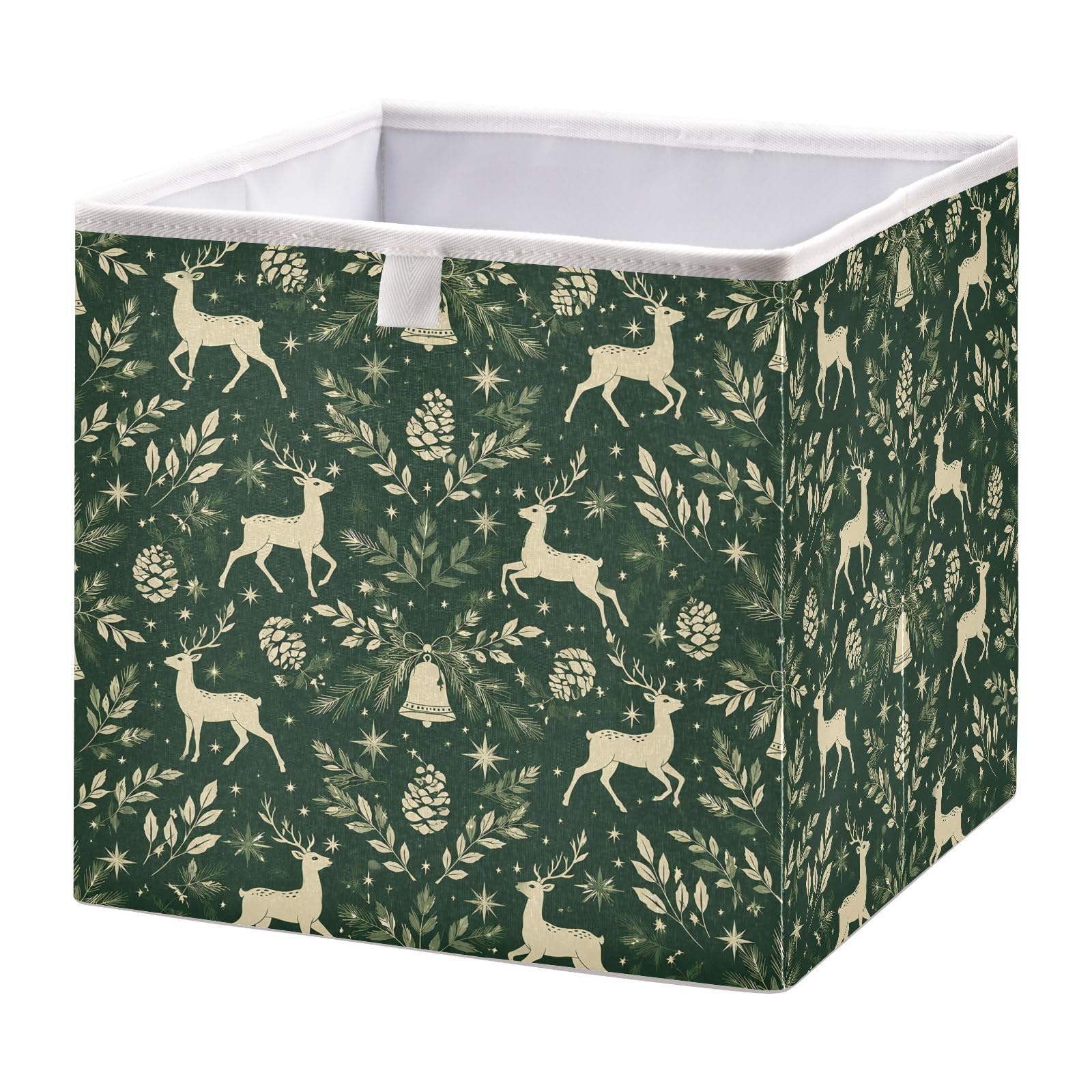 Ewusp Deer Tree Cube Storage Boxes 28x28 cm Foldable Closet Organiser Bin Holiday Basket Baby Basket for Nursery Bedroom Office