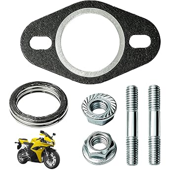 Exhaust Gaskets Set for Scooters 50 cc 2T 6 Pieces Manifold Gasket and Exhaust Seal with M6 Stud Bolts & Nuts Universal Suitable for Yamaha Aerox Peugeot Speedfight 2/3 MBK Aprilia SR