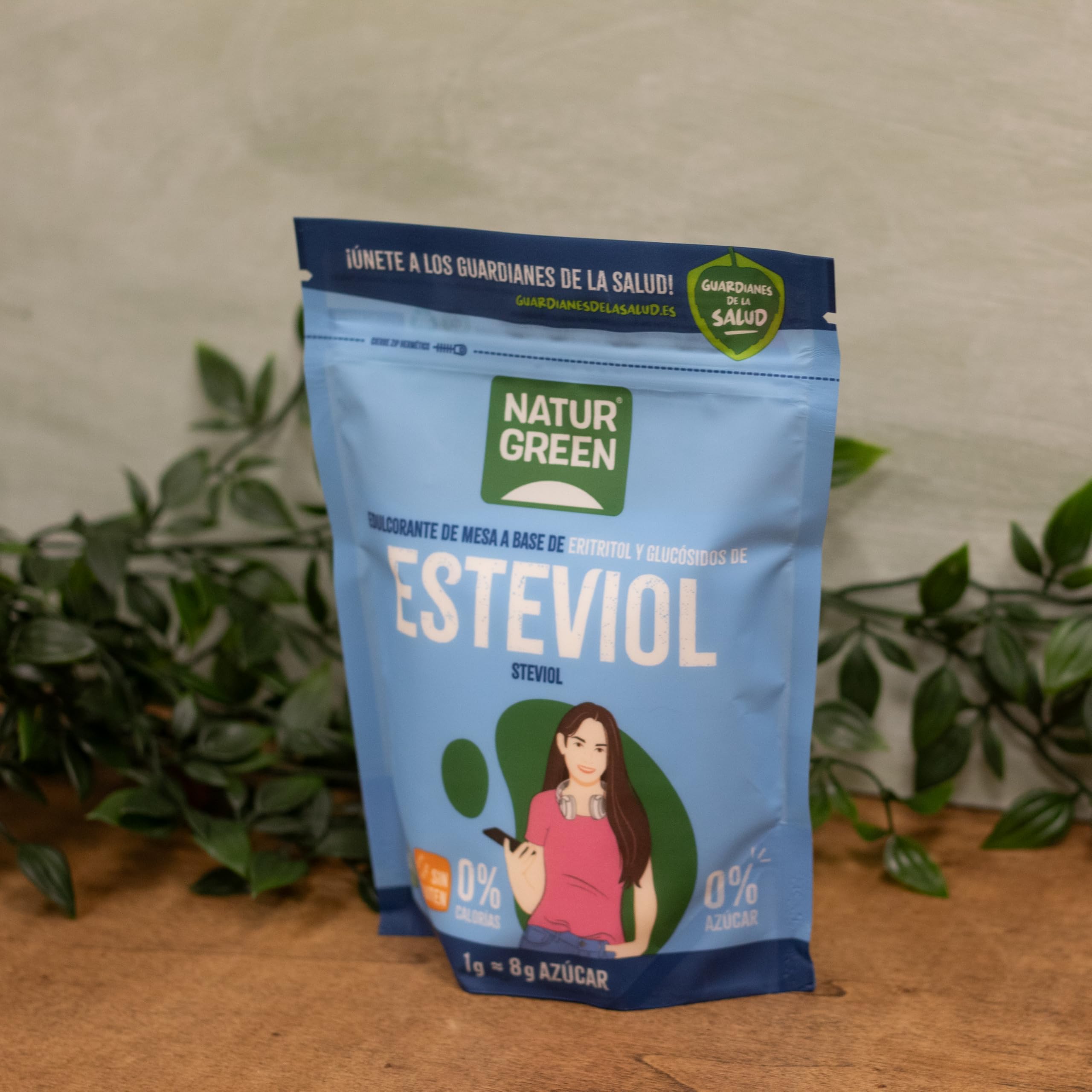 NaturGreen - Steviol, Edulcorante Natural, con Base de Eritritol, Sustitutivo del Azúcar, Orgánico, 100% Vegetal, Bajo Índice Glucémico, Sin Gluten, Sin Lactosa - Pack 10 unidades de 500 g
