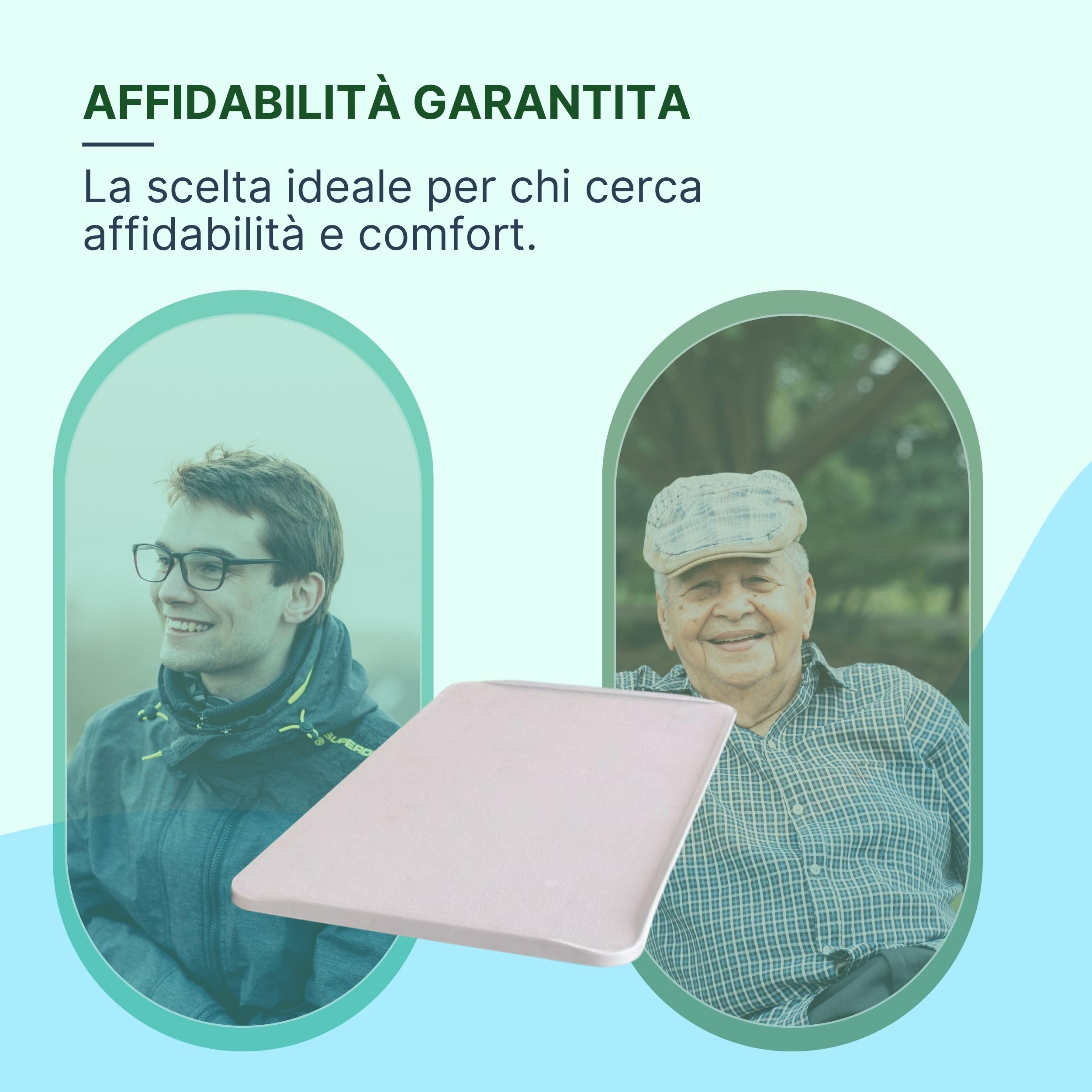 Tavolino per Sedia a Rotelle Lineare, 55x32 cm | Vassoio Rimovibile per Carrozzina per Disabili, Superficie Lineare