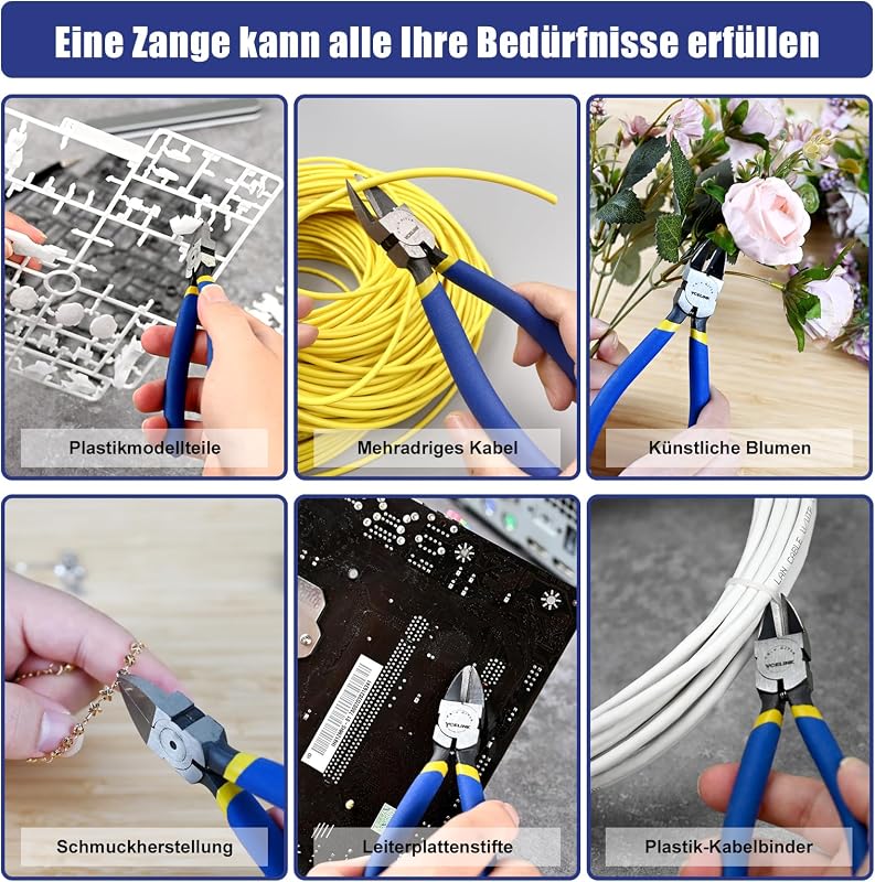 VCELINK GJ719 Oldalcsípő Fogó 6" - Elektronikai Munkákhoz, Modellezéshez, Kábelkötegelőkhöz, Áramkörökhöz és Hálózati Kábelekhez - Króm-Vaná