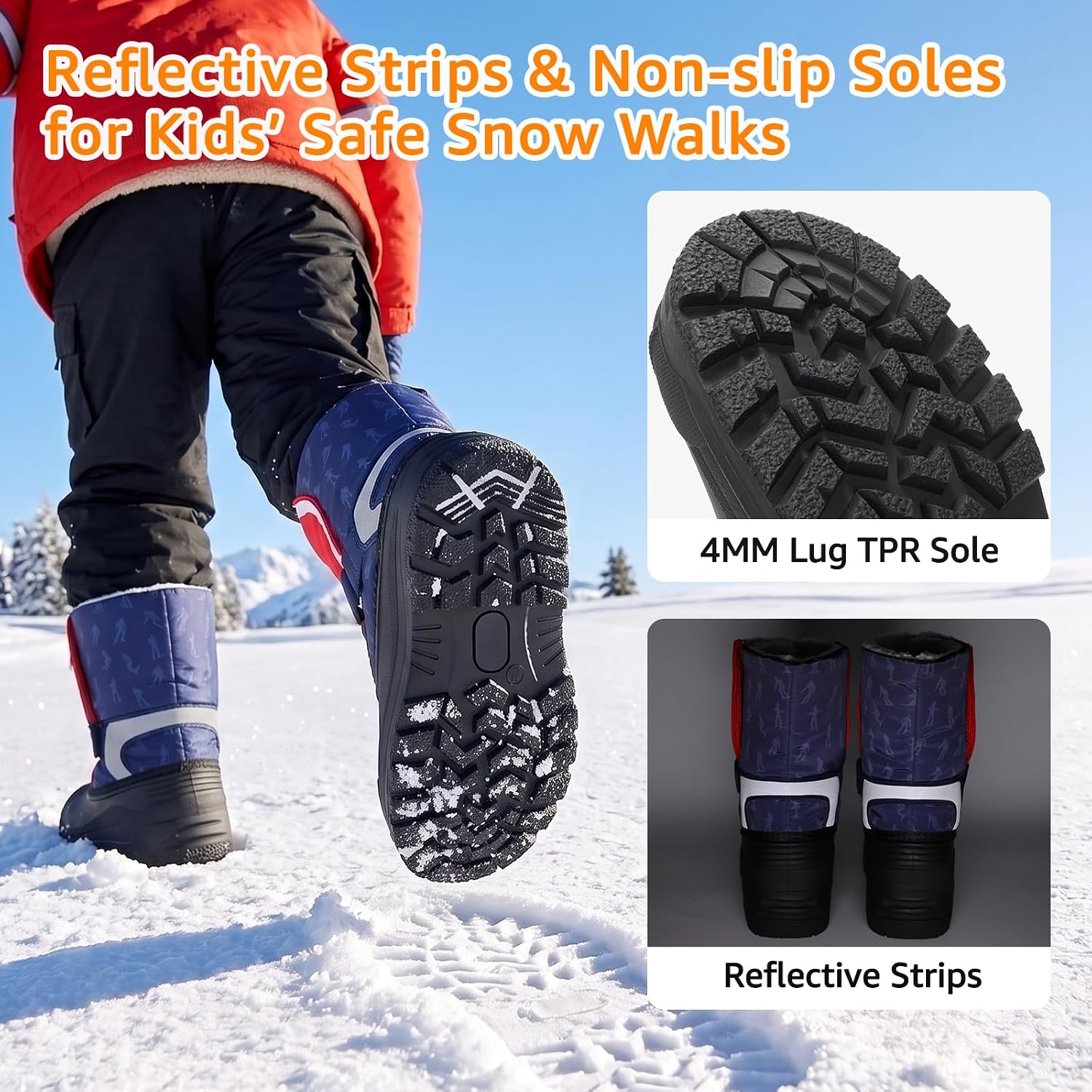 STQ KIDS Boys Girls Snow Boots Waterproof Winter Duck Boot