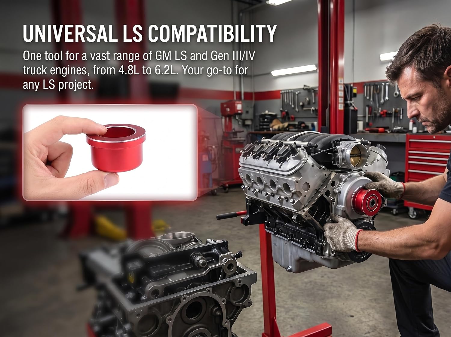 LS Timing Cover Alignment Tool, Billet Aluminum Front Cover Seal Installer & Alignment Kit, Fits LS LS1 LS2 LS3 LS6 LQ4 LQ9 4.8 5.3 5.7 6.0 6.2 GM Engines