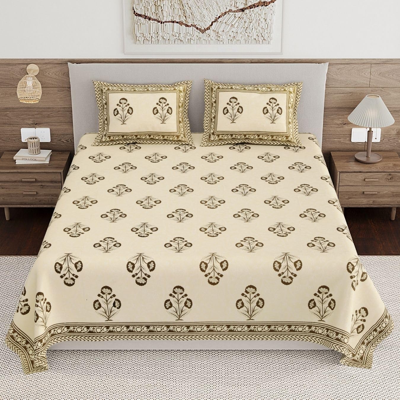 Living Roots Pure Cotton Bedsheets - Grey Paisley -9