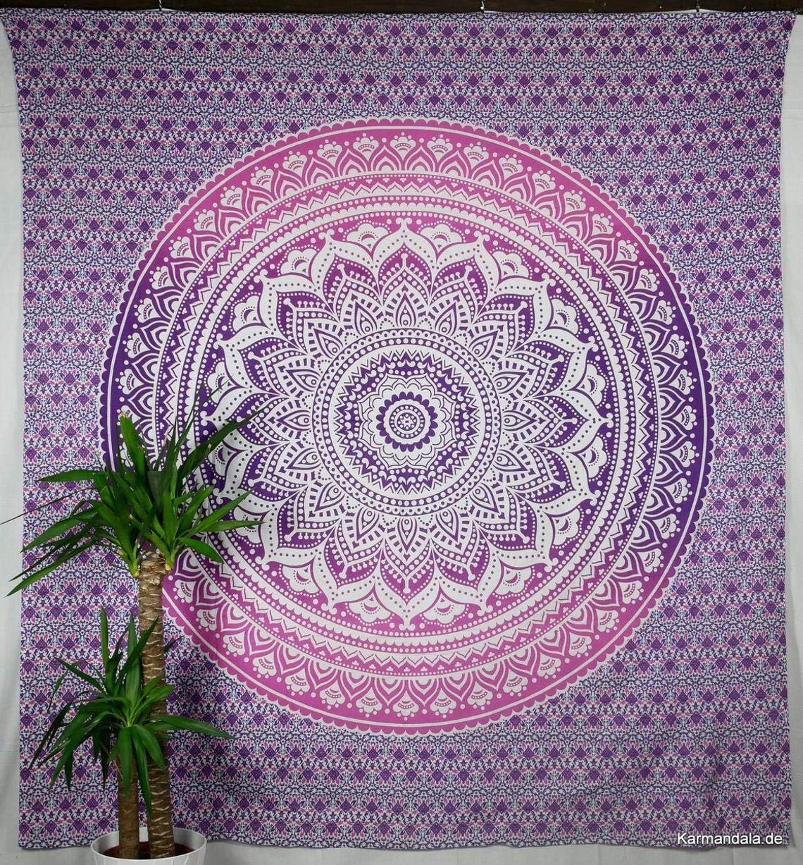 THE ART BOX Pink White Tapestry Mandala Wall Hanging, Cotton Beach Throw Blanket, Boho Decor Bohemian Bedding - Image 5