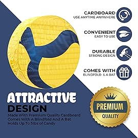 Birchio Volleyball Pinatas Bundle with a Blindfold and Bat (13x13x4), Volleyball Pinatas for Birthday Party Boys, Perfect for Birthday Party, Sport Theme Party, Decoration