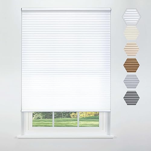 Linen Avenue Persiana de filtro de luz celular inalámbrica de 22 12 pulgadas de ancho x 48 pulgadas de alto, color blanco (llega 14 pulgadas más