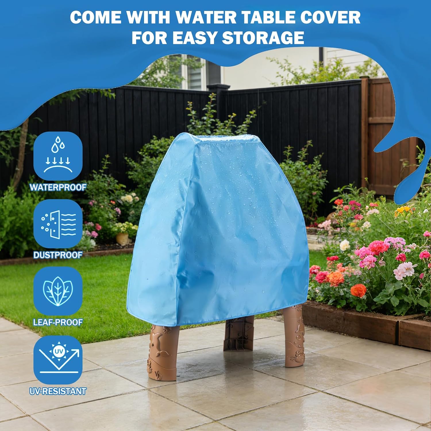 Water Table for Toddlers 3-5 with Umbrella Outdoor Toys for Kids Ages 4-8 Kids Sand Water Table with Fishing Game Set Activity Sensory Table with Water Pump Summer Gift for Kids