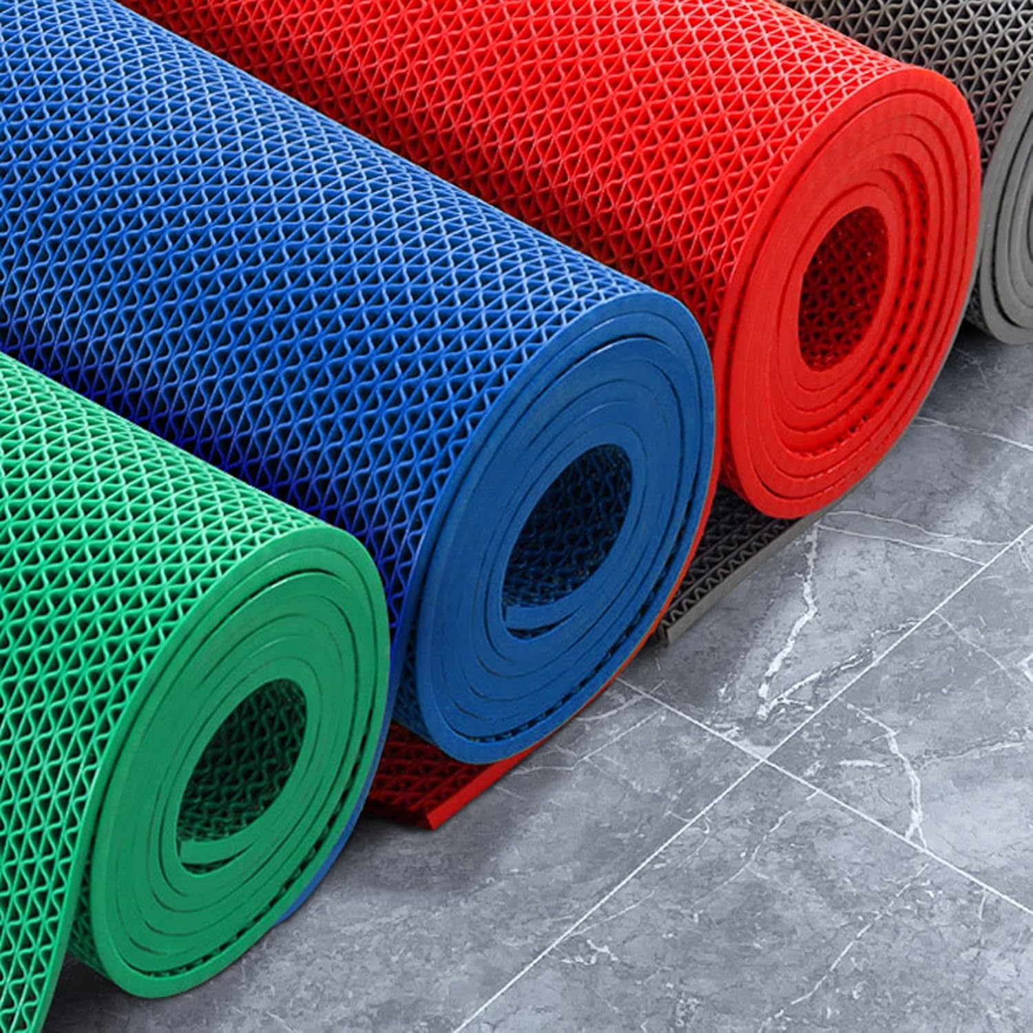 WLWLEO Drainage Non-Slip Floor Mat Commercial Wet Area Floor Mats 15M PVC Rubber Splash Mat for Outdoor Indoor Swimming Pool Bathroom Restaurant Garage Kitchen Patio,Blue,1.2×15M