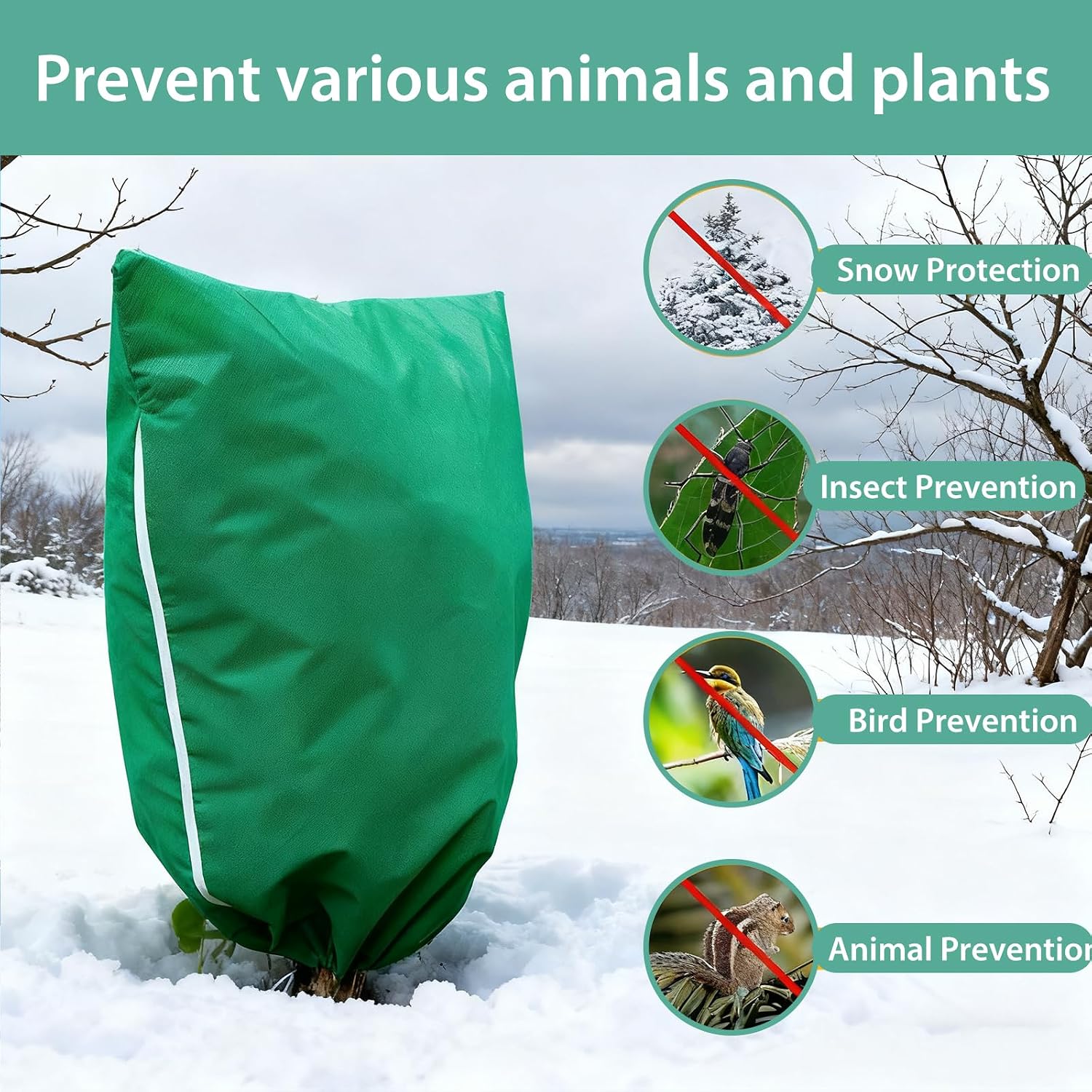 4 Pack Winter Plant Covers Freeze Protection Bag,Non-Woven Breathable Plant Covers ，Shrub Against Cold Protecting Bags for Outdoor Plants Frost Tree Covers with Zipper Drawstring (Green 47.2IN*31.5IN)