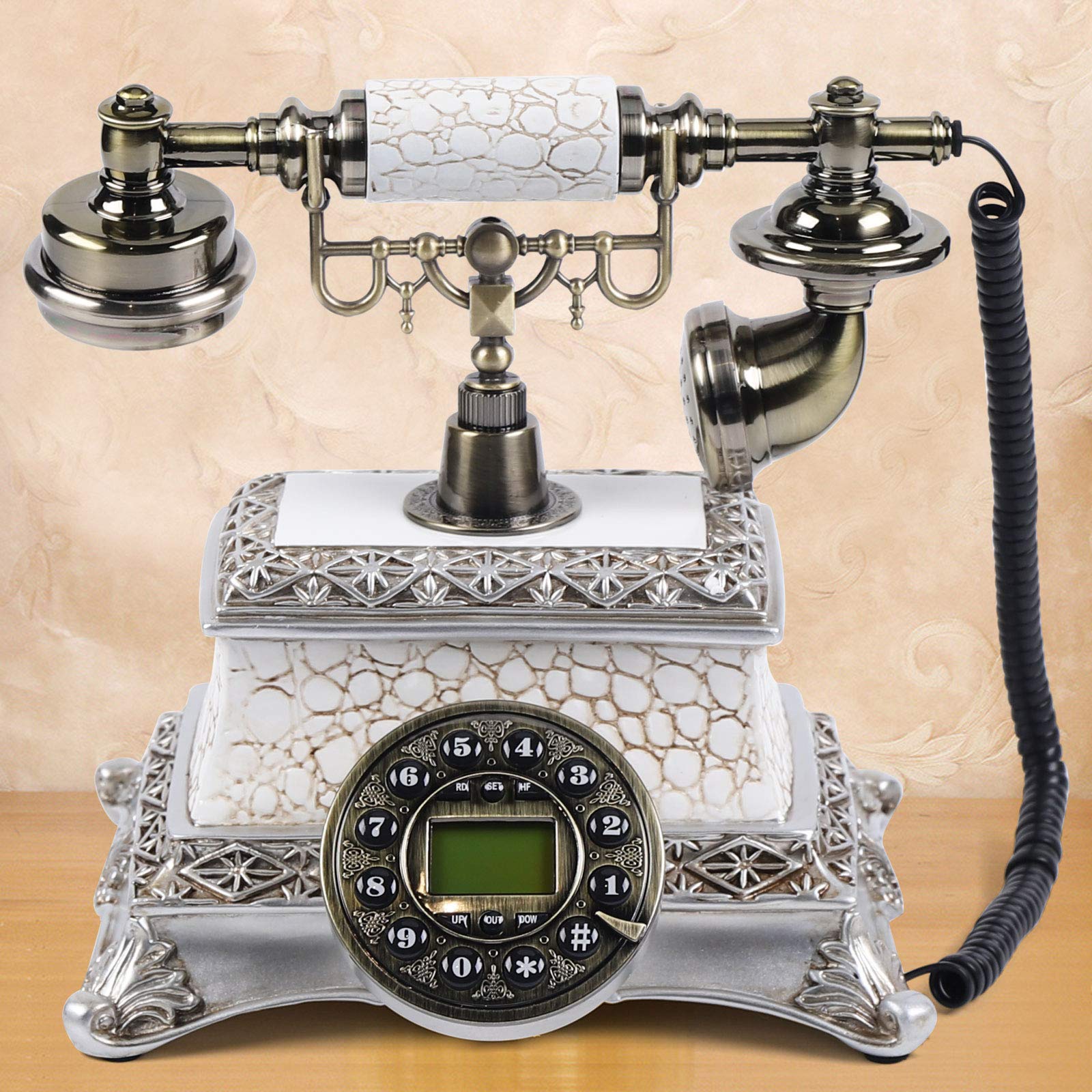 Antyczny nostalgiczny telefon stacjonarny YUNRUX Retro telefon tarczowy telefon przewodowy telefon retro telefon stacjonarny biurko telefon domowy dekoracja stołu telefon ze sznurkiem telefon z tarczą