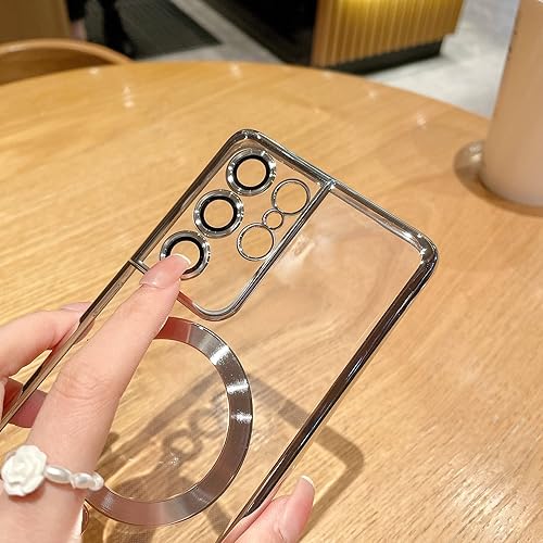 Miniatura 7 de Funda magnética para Galaxy S21 Ultra compatible con cargador Magsafe, inalámbrica, antiarañazos, a prueba de golpes, protección completa de la