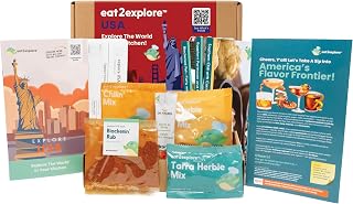 eat2explore Global Cooking Kit - Authentic Recipes, Essential Spices, Cultural Fun & Expert Drink Pairings. Perfect for New Year Date Night or Dinner Parties. (USA edition)