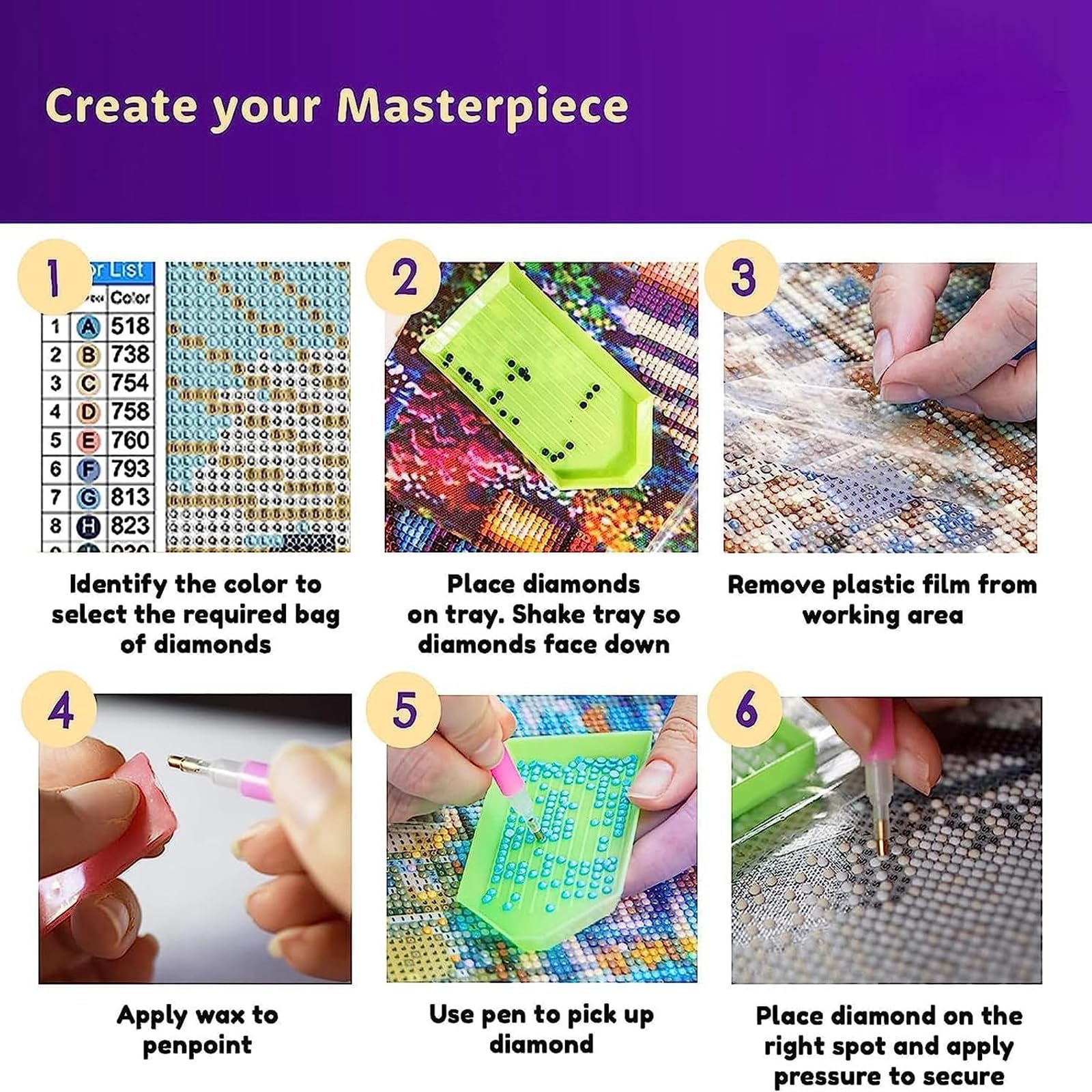 Amazon.com: DOTZSO Diamond Art Kits for Adults 6 PCS DIY Full