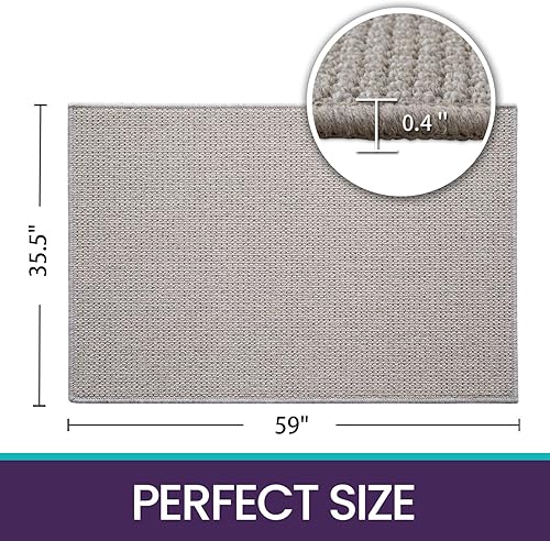Miniatura 2 de DEXI Tapete grande para puerta de entrada delantera, tapete antideslizante para entrada, pasillo, porche, 3 x 5 pies, color marrón grisáceo