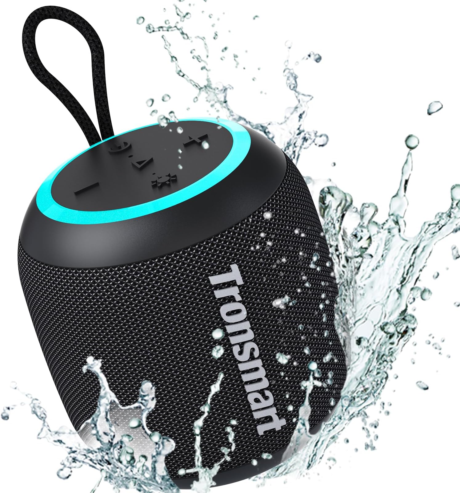 T7 Mini 15W Portable Outdoor Speaker, Ultra Compact & Portable, Bluetooth V5.3, IPX7 Waterproof, Various LED Modes, Battery 2500mAh, Up to 18 hours Playtime, AUX, Micro SD, TF Card - Black