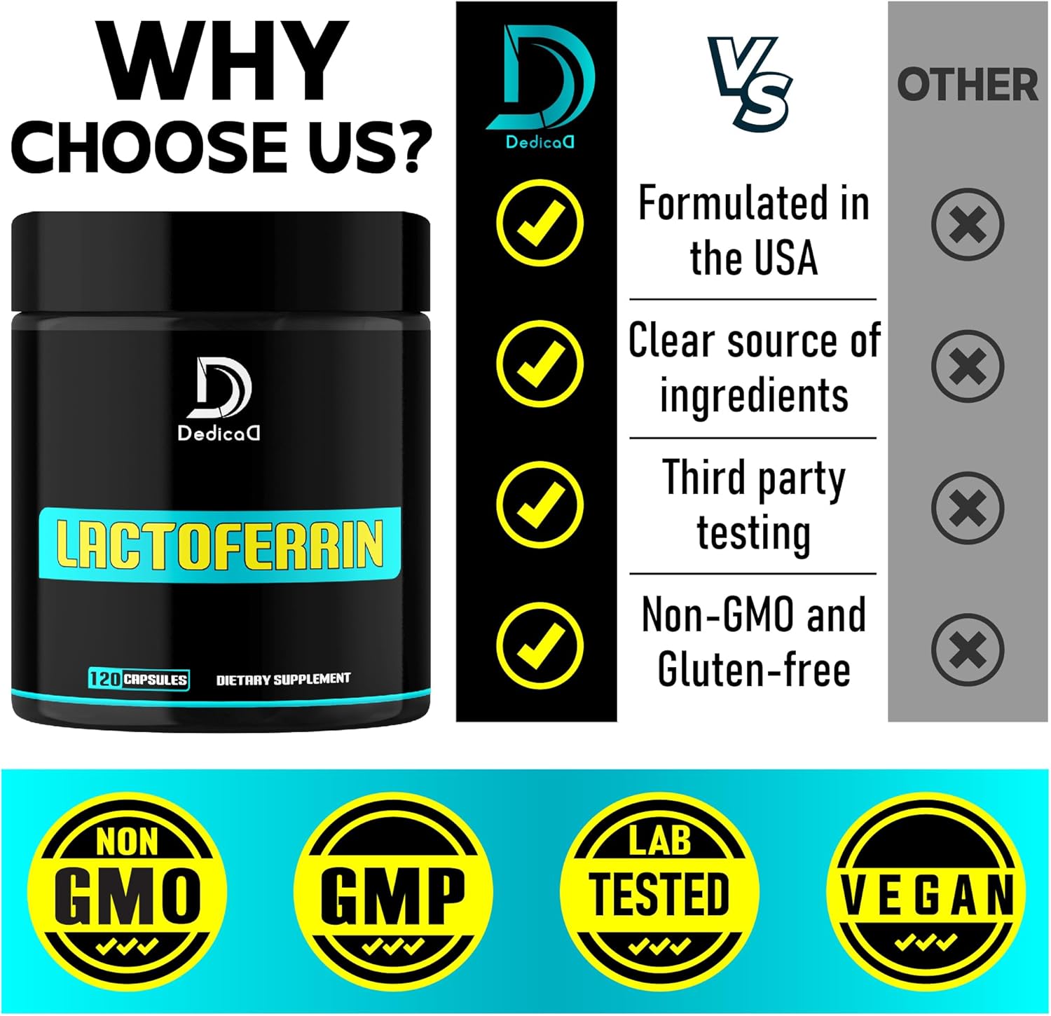 500Mg Lactoferrin Supplement - 120 Capsules for 2-Month Supply - Image 4