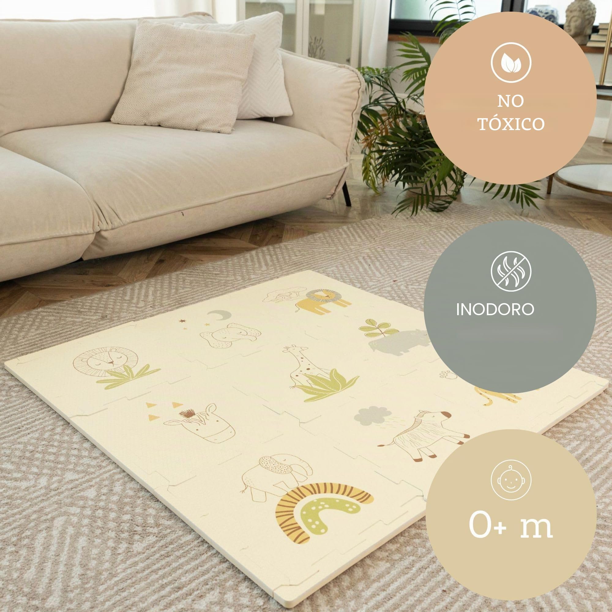 Hakuna Matte Alfombra Infantil Puzzle Diseño Coches (Safari Animals, 0.9 x 0.9 m), HM-PM-9-SA | 9 placas de 30 x 30 cm – 20% más gruesa y suave – sin sustancias nocivas, inodora