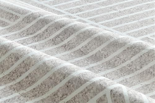 Miniatura 11 de INGEROOM Alfombras de área de 5 x 7 pies para sala de estar, alfombra lavable de 5 x 7 pies, color beige, alfombra de diseño moderno, alfombra Crema