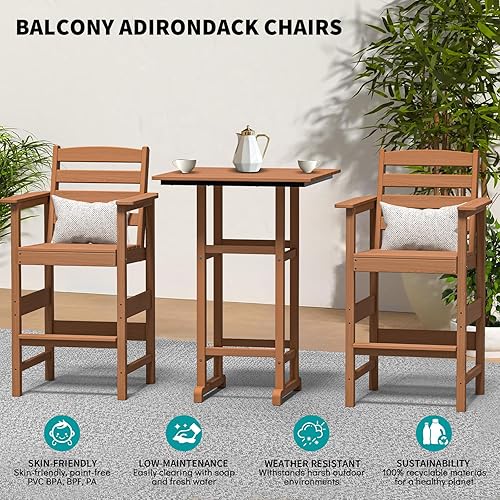 Miniatura 9 de nevilywood Adirondack - Juego de 5 sillas altas de bar, juego de 4 sillas de bar Adirondack con mesa, muebles de patio de polietileno de alta