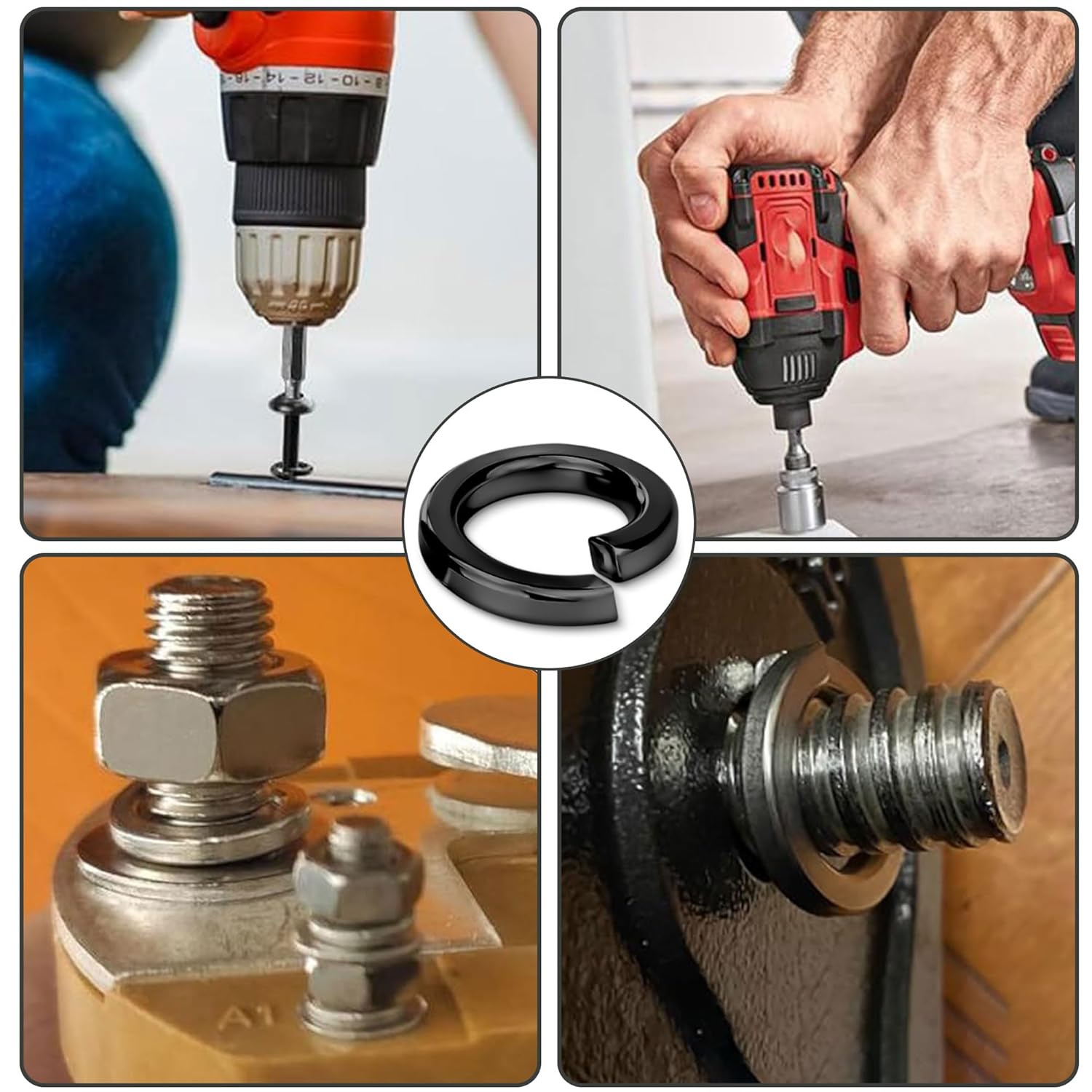 Pack of 60 Spring Washers M8 Stainless Steel Spring Washers Snap Ring M8 Stainless Steel A2 V2A Locking Washers Snap Rings Spring Ring for Household Appliances Mechanical Devices (Black)