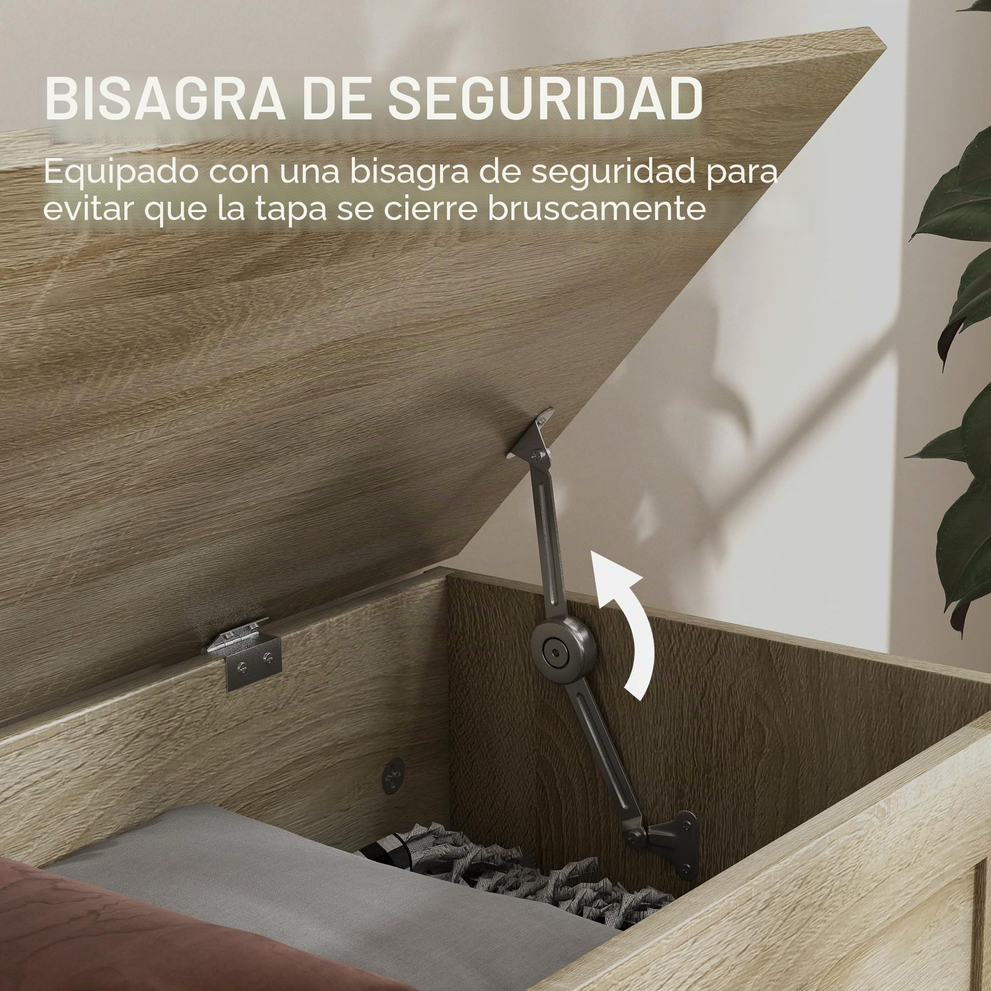 HOMCOM Baúl de almacenamiento, baúl de juguetes de madera, con bisagra de seguridad, para salón, pasillo, 80 x 40 x 45 cm, madera natural