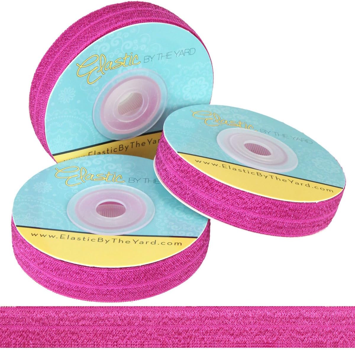 Hot Pink Fairy Dust Glitter 5/8" FOE - 100 Yard roll of Fold Over Elastic - Elastic by The Yard