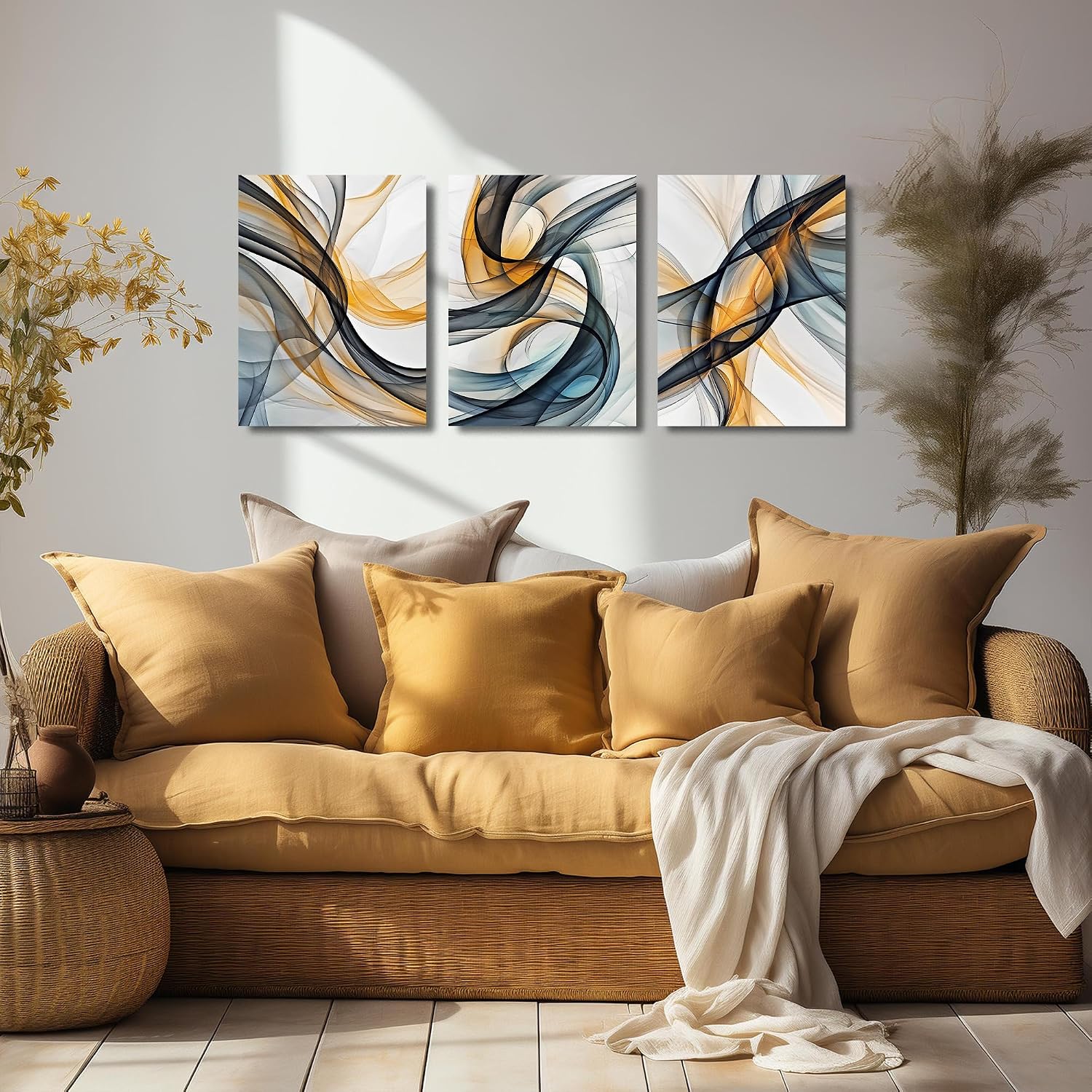 Abstract Wall Decor for Living Room Modern Prints Wall Art Bedroom 3 Piece Canvas Wall Art for Office Size 12 x 16 Inch