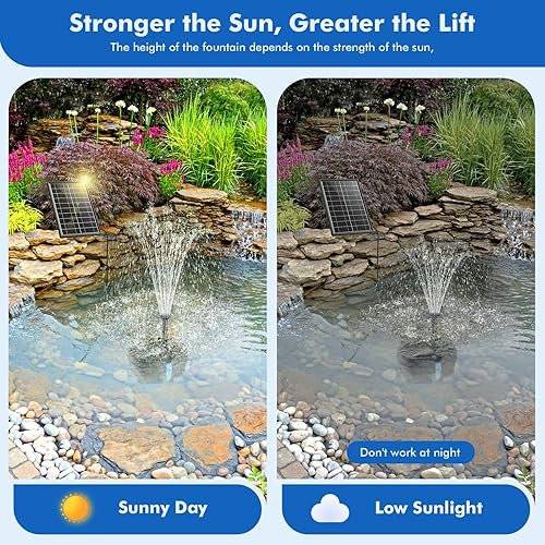 Miniatura 8 de POPOSOAP Bomba de fuente solar con kit de filtro de estanque, bomba de estanque solar de 8 W con caja de filtro de estanque, filtro de estanque para