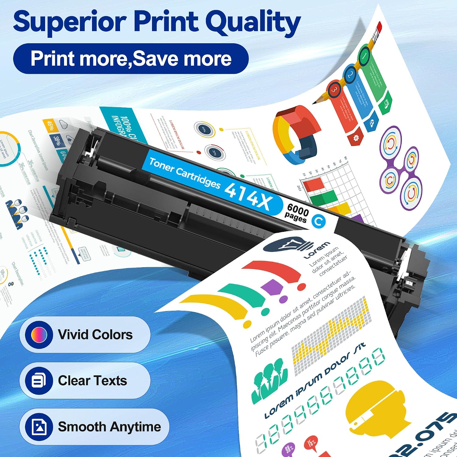 YQSLPBM 414X Toner Cartridges 4 Pack High Yield Compatible with HP 414X W2020X 414A W2020A Toner Compatible for Pro MFP M479fdw M454dw M454dn M455dn M479fdn M480f Printer (1BK+1C+1M+1Y)