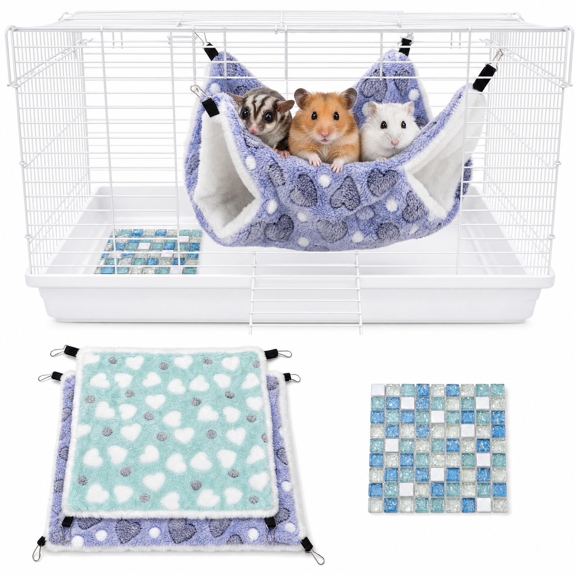 HJCozy Small Animal Hammock & Cooling Mat Set for Rats & Sugar Gliders