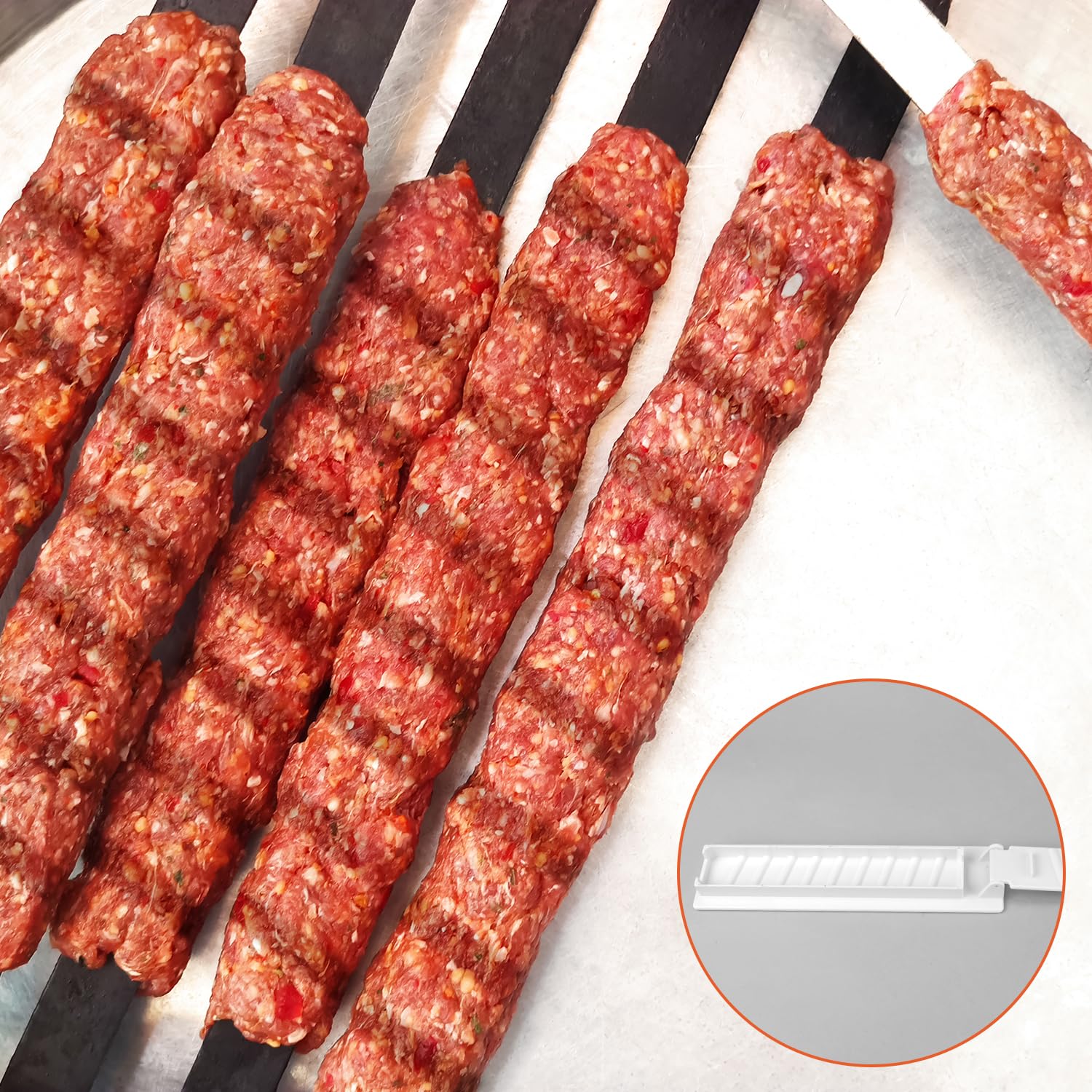 Maszyna do Robienia Kabobów, Grube Tworzywo Sztuczne Prasa do Kebaba Reczna Forma do Kabobów Latwa w Uzyciu dla Nowicjuszy z Grilla, Kebab Turecki (Bialy)