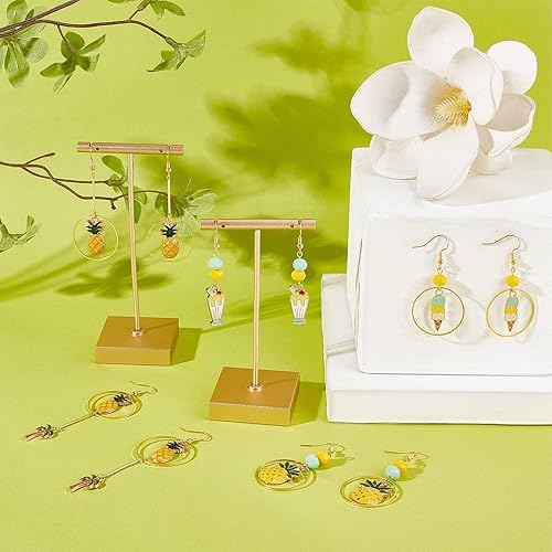 Miniatura 5 de SUNNYCLUE 1 caja, 10 pares de aretes de verano, kit de iniciación para hacer colgantes, piña, cocotero, dulce alimento, abalorios de cristal para