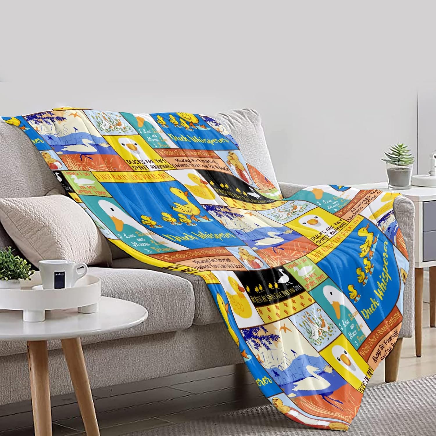 Duck Blanket Gift for Boys Girls,Ducks Collage Blanket,Soft Flannel Plush Throws Lightweight Fluffy Decorative Quilt for Bed Sofa Couch Room Decoration 60 in x 50 in Medium for Teens