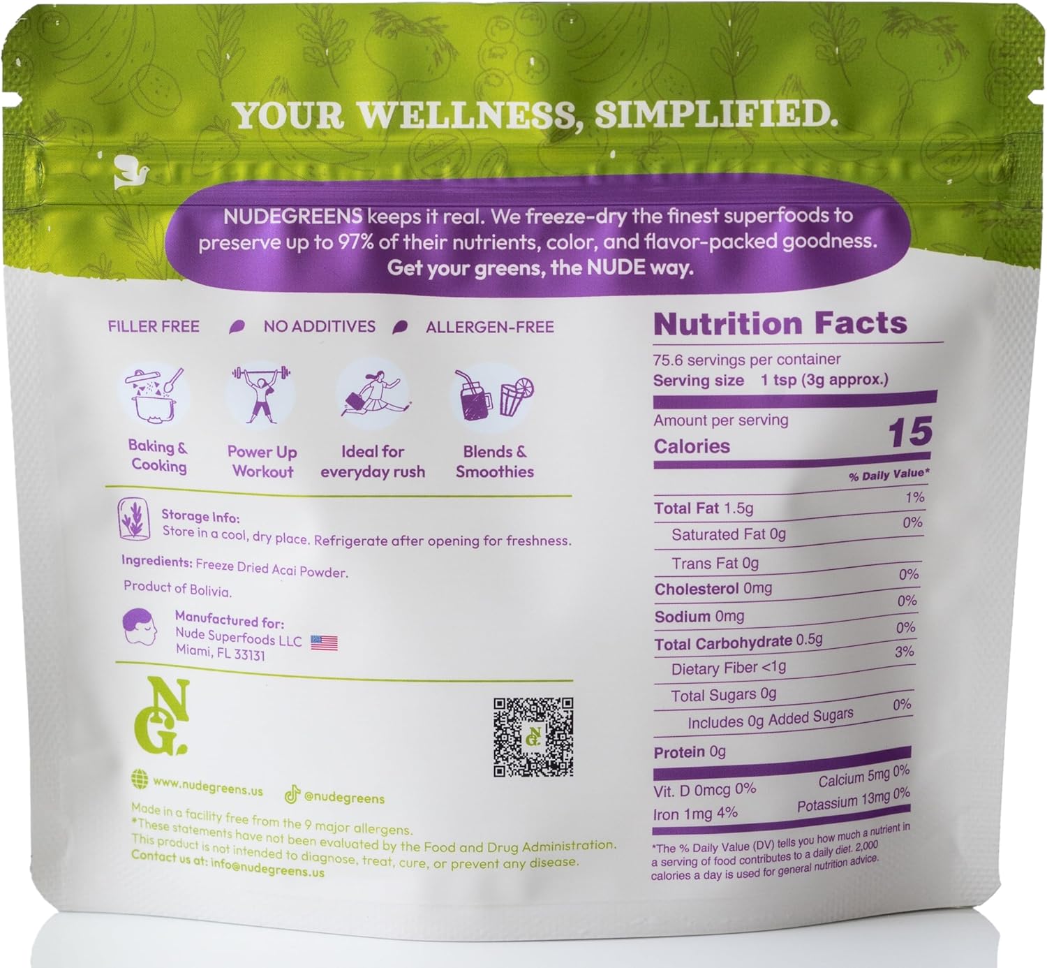 Freeze-Dried Acai Powder | Pure, Antioxidant-Rich Superfood Packed with Natural Energy | Premium Quality for Smoothies, Bowls & Healthy Recipes | Vegan, Gluten-Free, No Additives | 8 oz - Image 2