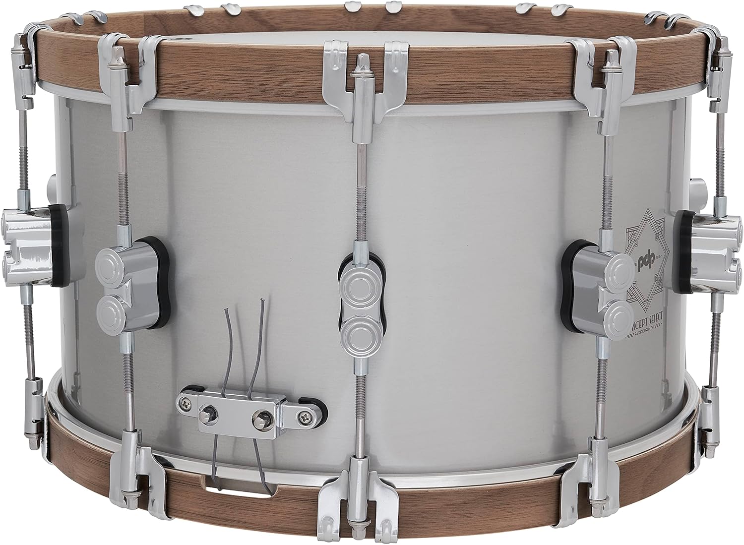 PDP 8x14 Concept Select Snare Drum, 3mm Aluminum/Walnut Wood Hoops & Chrome Hardware