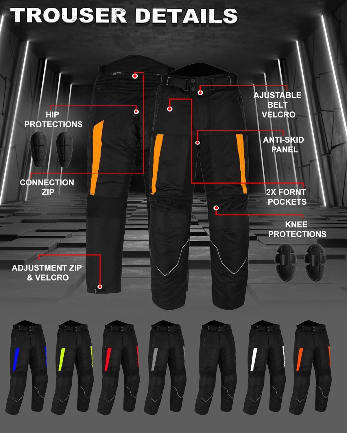 Motorcycle Pants for Men Women Armored Cordura Motocross Touring Motorbike Protection Trouser Waterproof